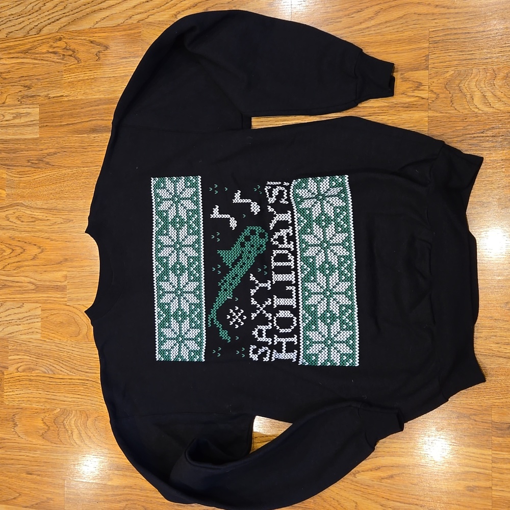 New, saxophone inspired holiday sweatshirt, unisex medium